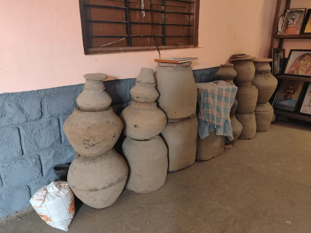 seed preservation in mud pots with cow dung plaster