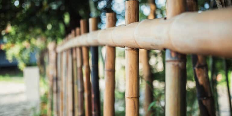 handcrafted rural bamboo tree trunk fence